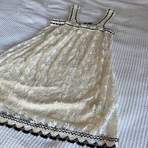 Cream and Black Lace/Crochet Babydoll Lord & Taylor dress size Small
